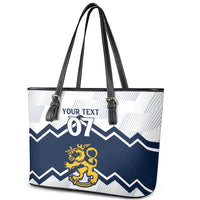 Suomi Ice Hockey Custom Leather Tote Bag Scandinavian Mountains Inspired