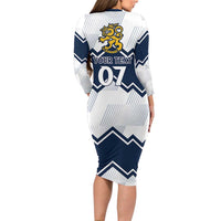Suomi Ice Hockey Custom Long Sleeve Bodycon Dress Scandinavian Mountains Inspired