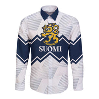 Suomi Ice Hockey Custom Long Sleeve Button Shirt Scandinavian Mountains Inspired