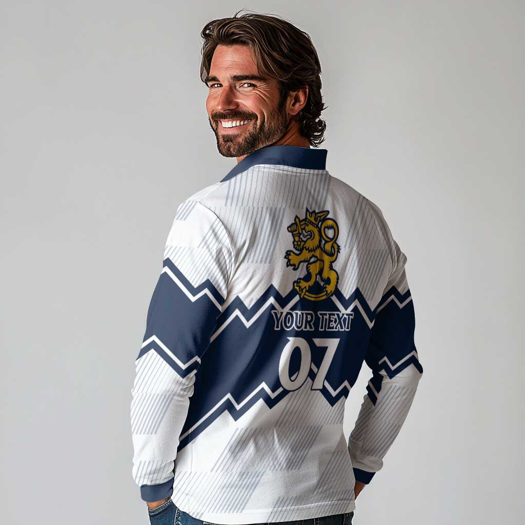 Suomi Ice Hockey Custom Long Sleeve Polo Shirt Scandinavian Mountains Inspired