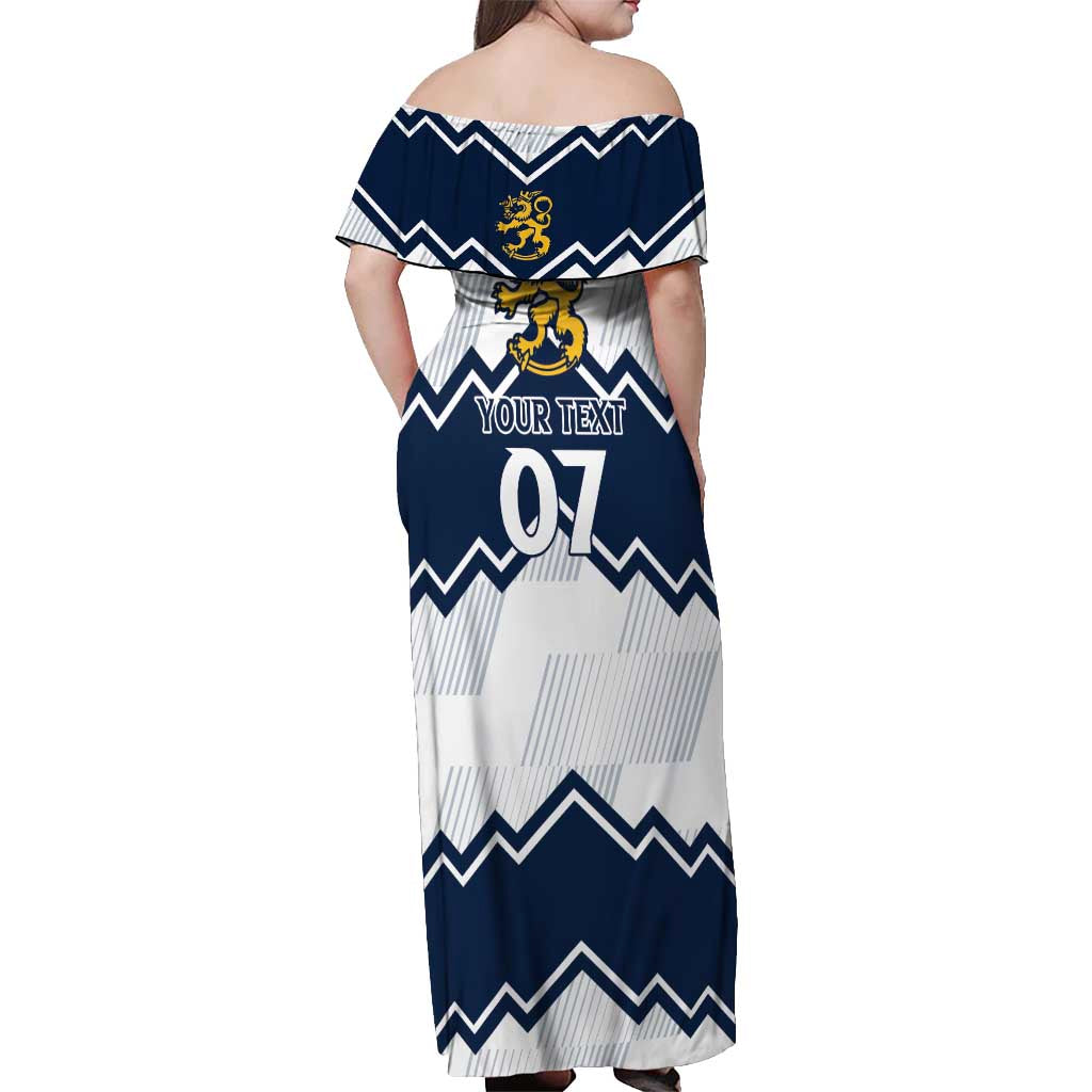 Suomi Ice Hockey Custom Off Shoulder Maxi Dress Scandinavian Mountains Inspired