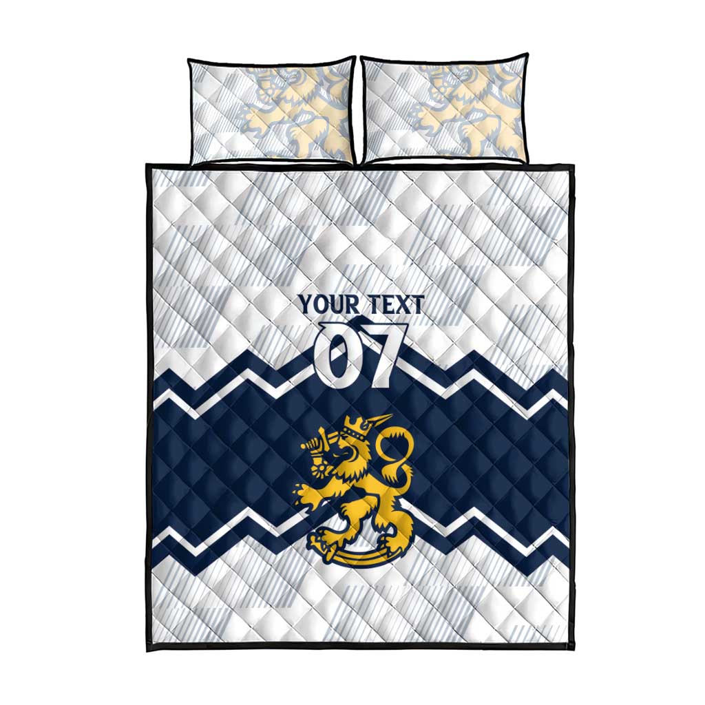 Suomi Ice Hockey Custom Quilt Bed Set Scandinavian Mountains Inspired