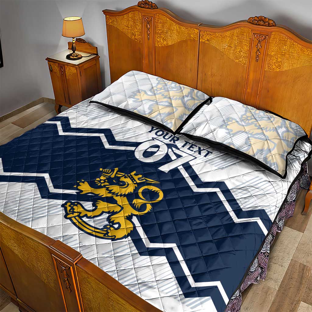 Suomi Ice Hockey Custom Quilt Bed Set Scandinavian Mountains Inspired