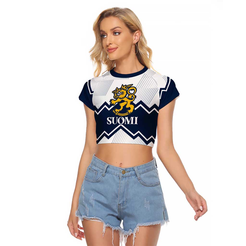 Suomi Ice Hockey Custom Raglan Cropped T Shirt Scandinavian Mountains Inspired