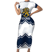 Suomi Ice Hockey Custom Short Sleeve Bodycon Dress Scandinavian Mountains Inspired