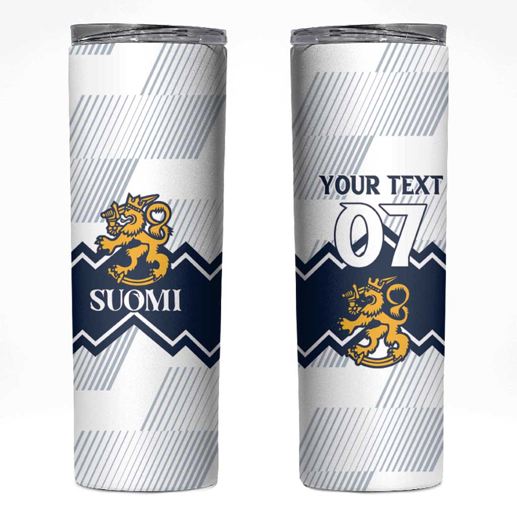 Suomi Ice Hockey Custom Skinny Tumbler Scandinavian Mountains Inspired