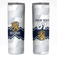 Suomi Ice Hockey Custom Skinny Tumbler Scandinavian Mountains Inspired