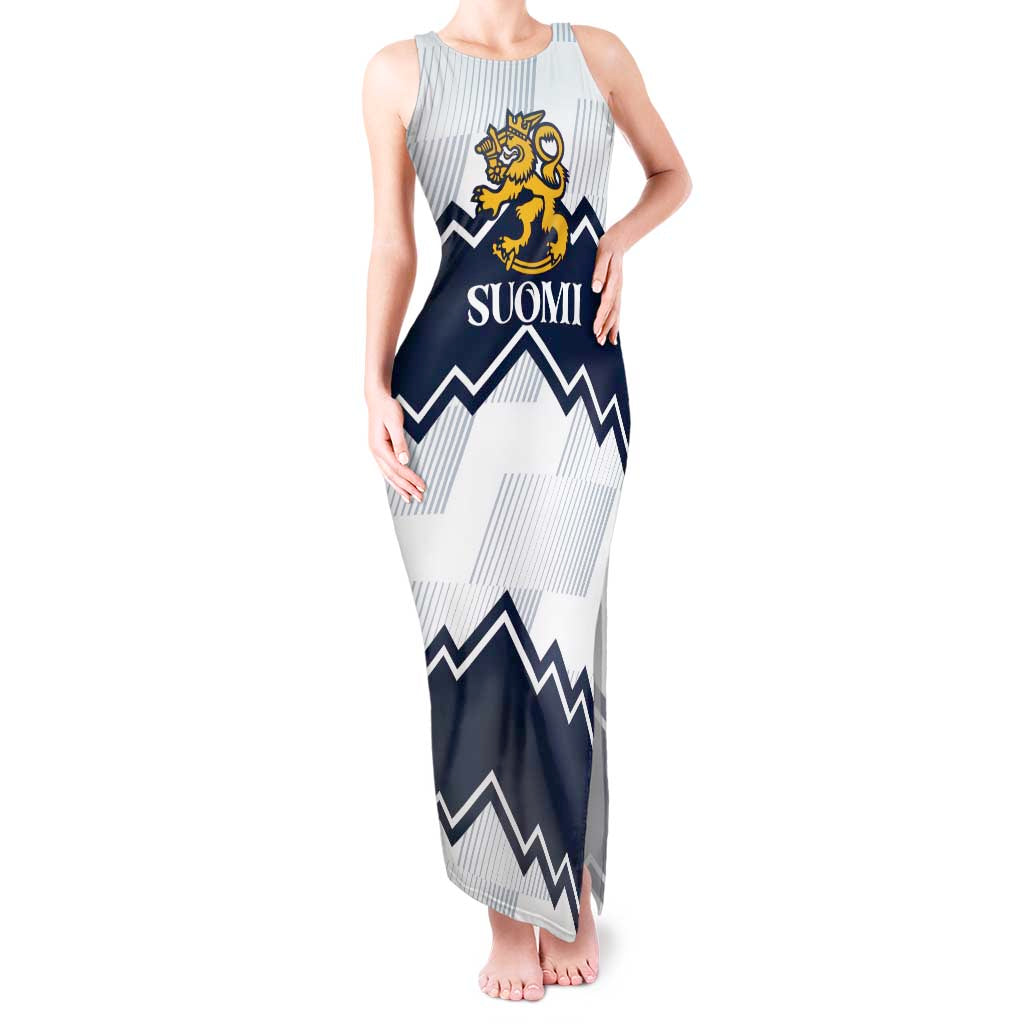 Suomi Ice Hockey Custom Tank Maxi Dress Scandinavian Mountains Inspired