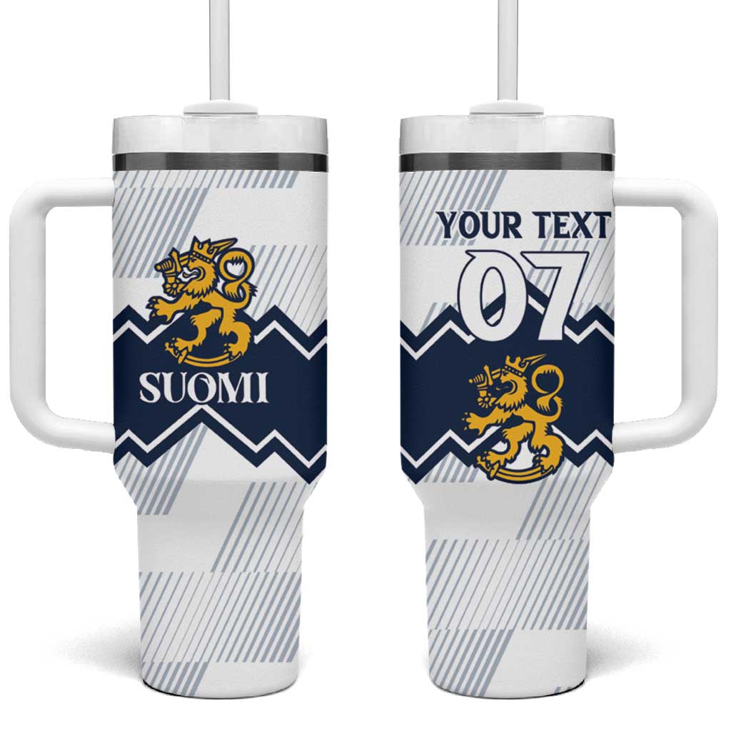 Suomi Ice Hockey Custom Tumbler With Handle Scandinavian Mountains Inspired