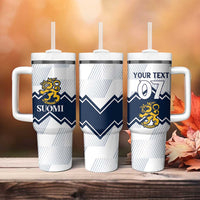 Suomi Ice Hockey Custom Tumbler With Handle Scandinavian Mountains Inspired