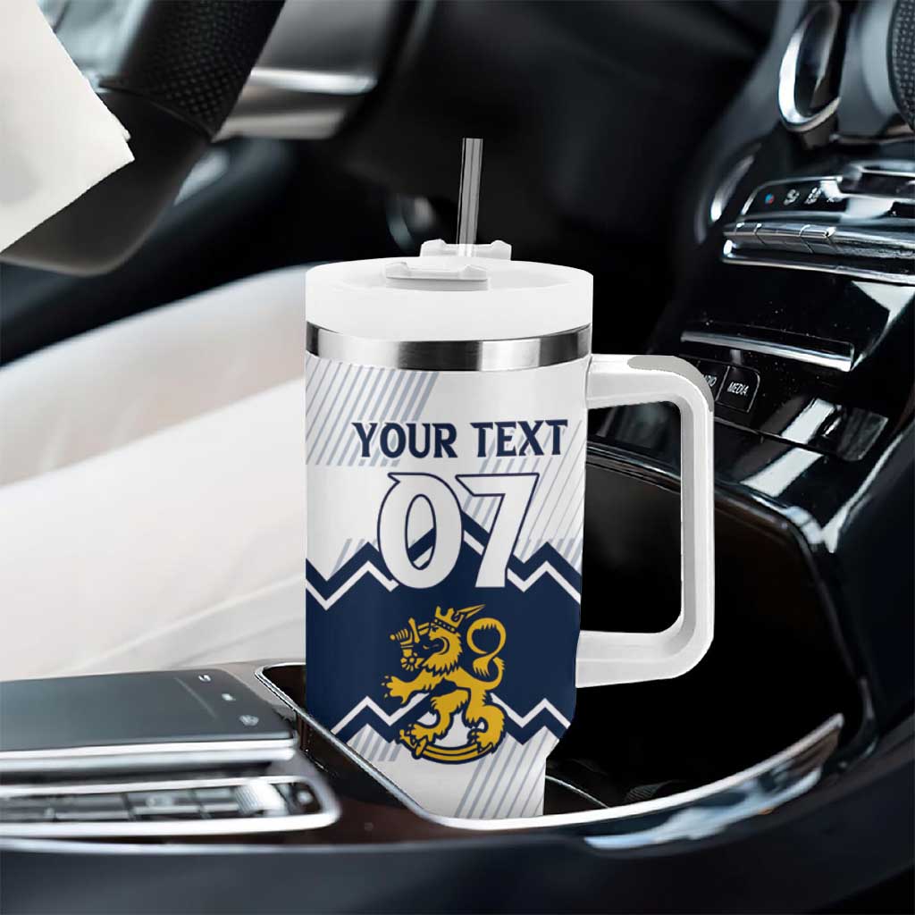 Suomi Ice Hockey Custom Tumbler With Handle Scandinavian Mountains Inspired