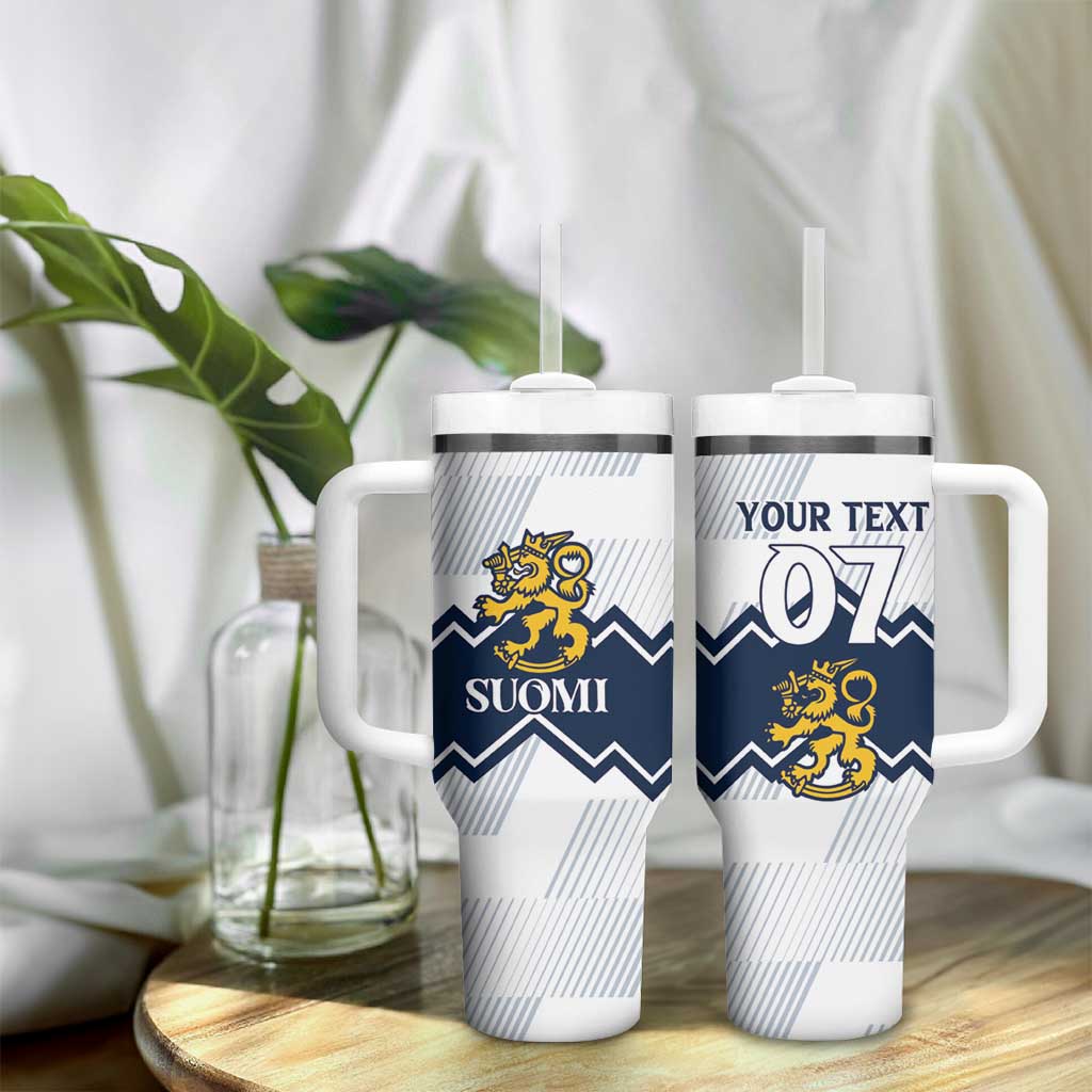 Suomi Ice Hockey Custom Tumbler With Handle Scandinavian Mountains Inspired