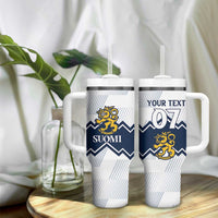 Suomi Ice Hockey Custom Tumbler With Handle Scandinavian Mountains Inspired