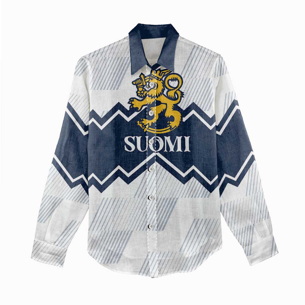 Suomi Ice Hockey Custom Women Casual Shirt Scandinavian Mountains Inspired