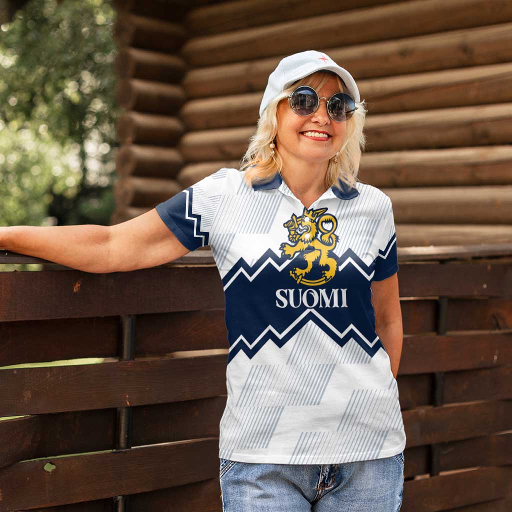 Suomi Ice Hockey Custom Women Polo Shirt Scandinavian Mountains Inspired