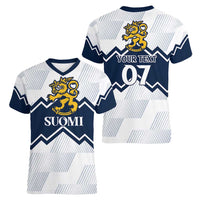 Suomi Ice Hockey Custom Women V-Neck T-Shirt Scandinavian Mountains Inspired