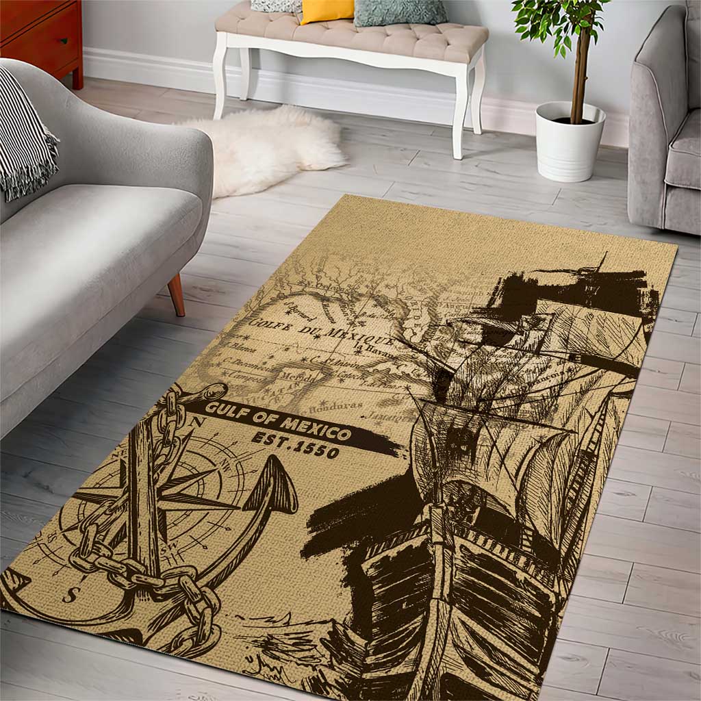 Gulf Of Mexico Vintage Map Est.1550 Area Rug