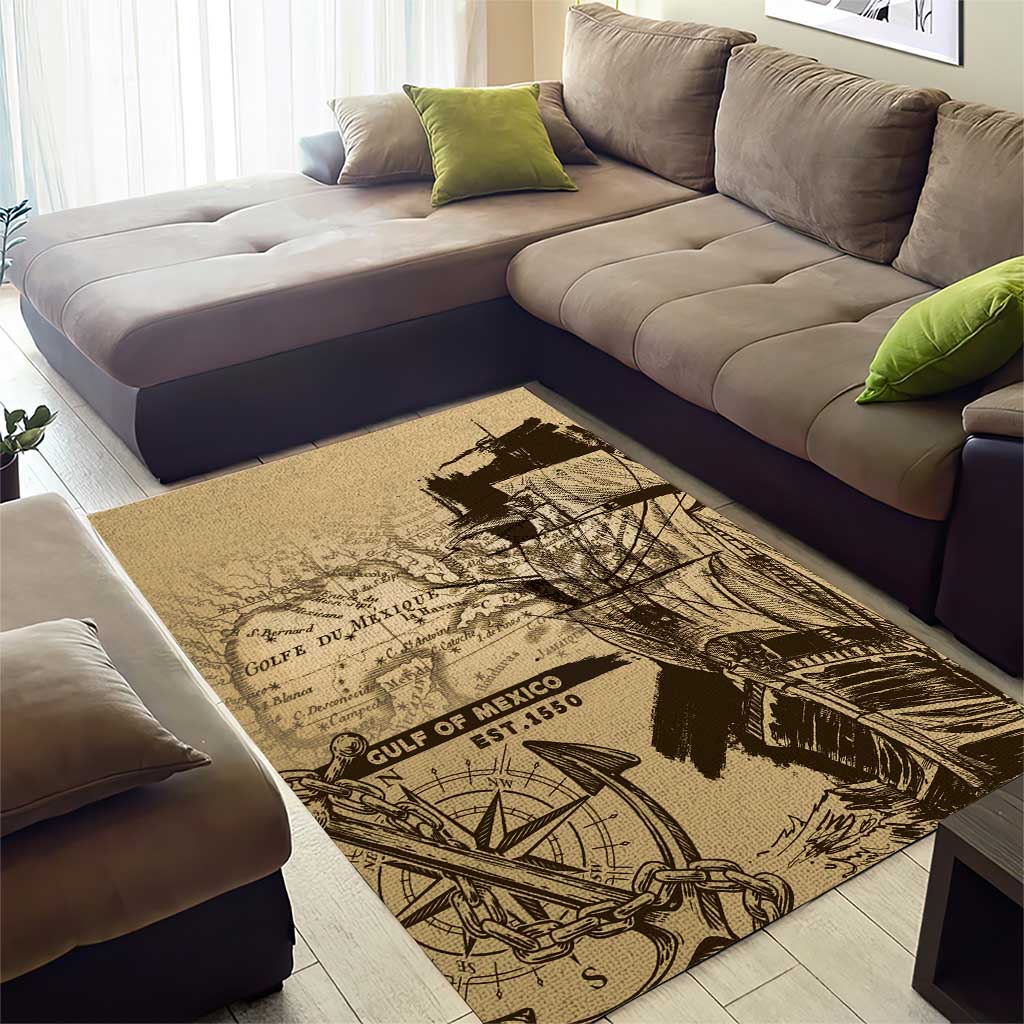 Gulf Of Mexico Vintage Map Est.1550 Area Rug