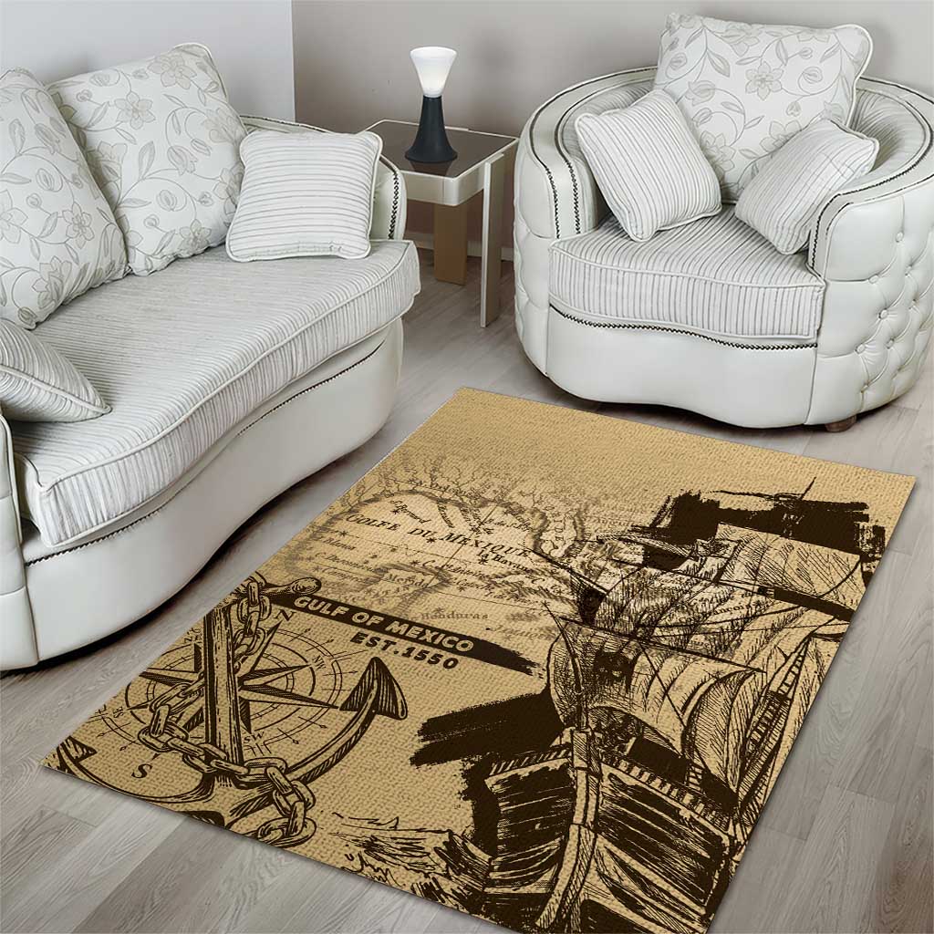 Gulf Of Mexico Vintage Map Est.1550 Area Rug