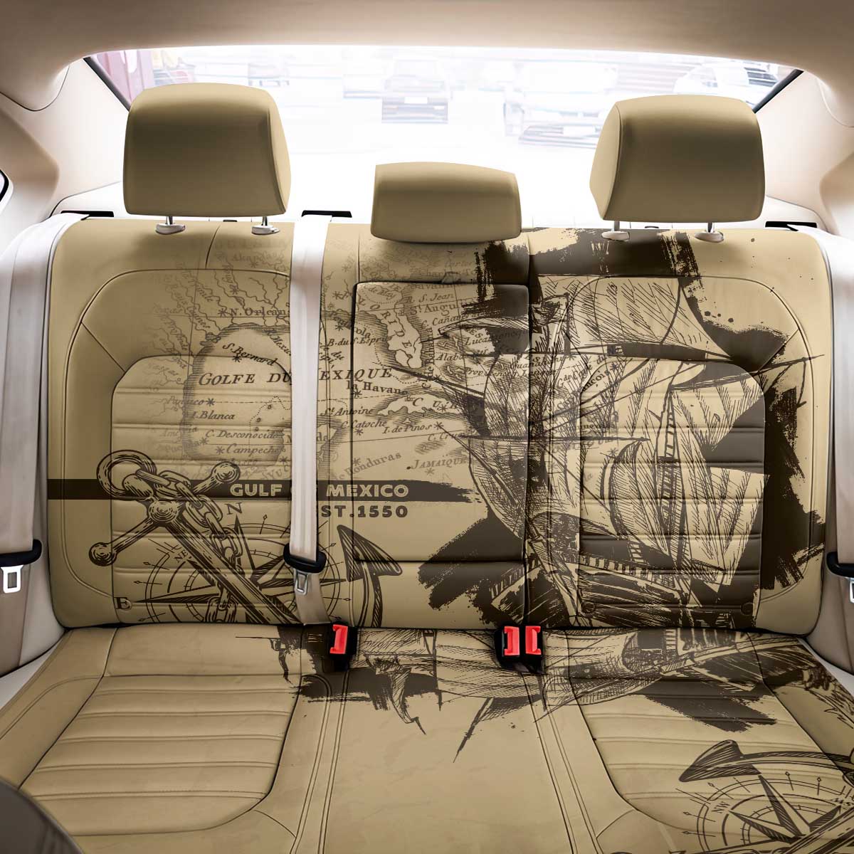 Gulf Of Mexico Vintage Map Est.1550 Back Car Seat Cover