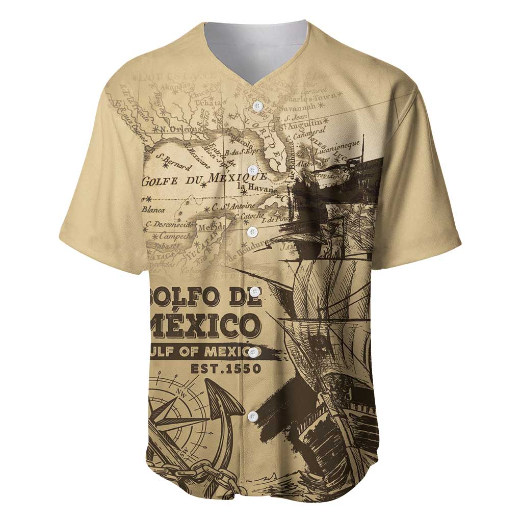 Gulf Of Mexico Vintage Map Est.1550 Baseball Jersey