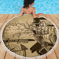 Gulf Of Mexico Vintage Map Est.1550 Beach Blanket