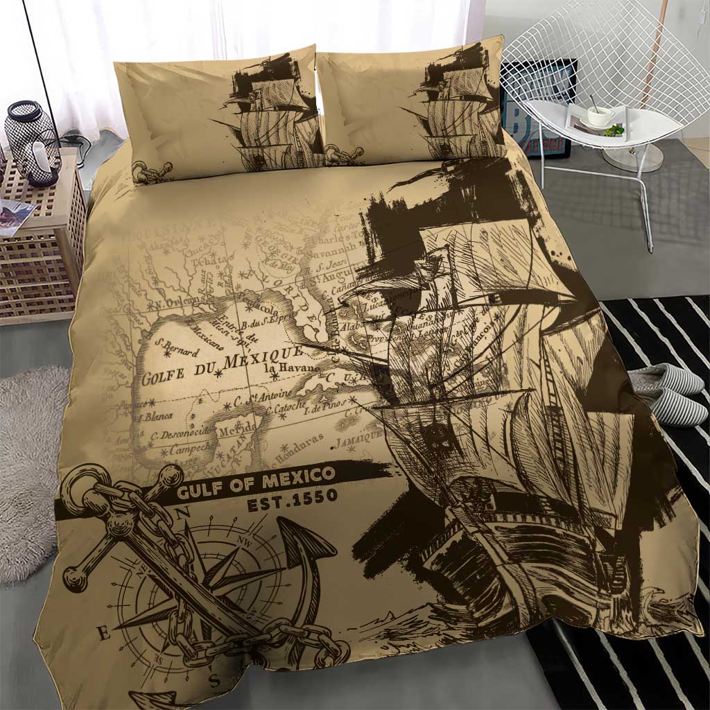 Gulf Of Mexico Vintage Map Est.1550 Bedding Set