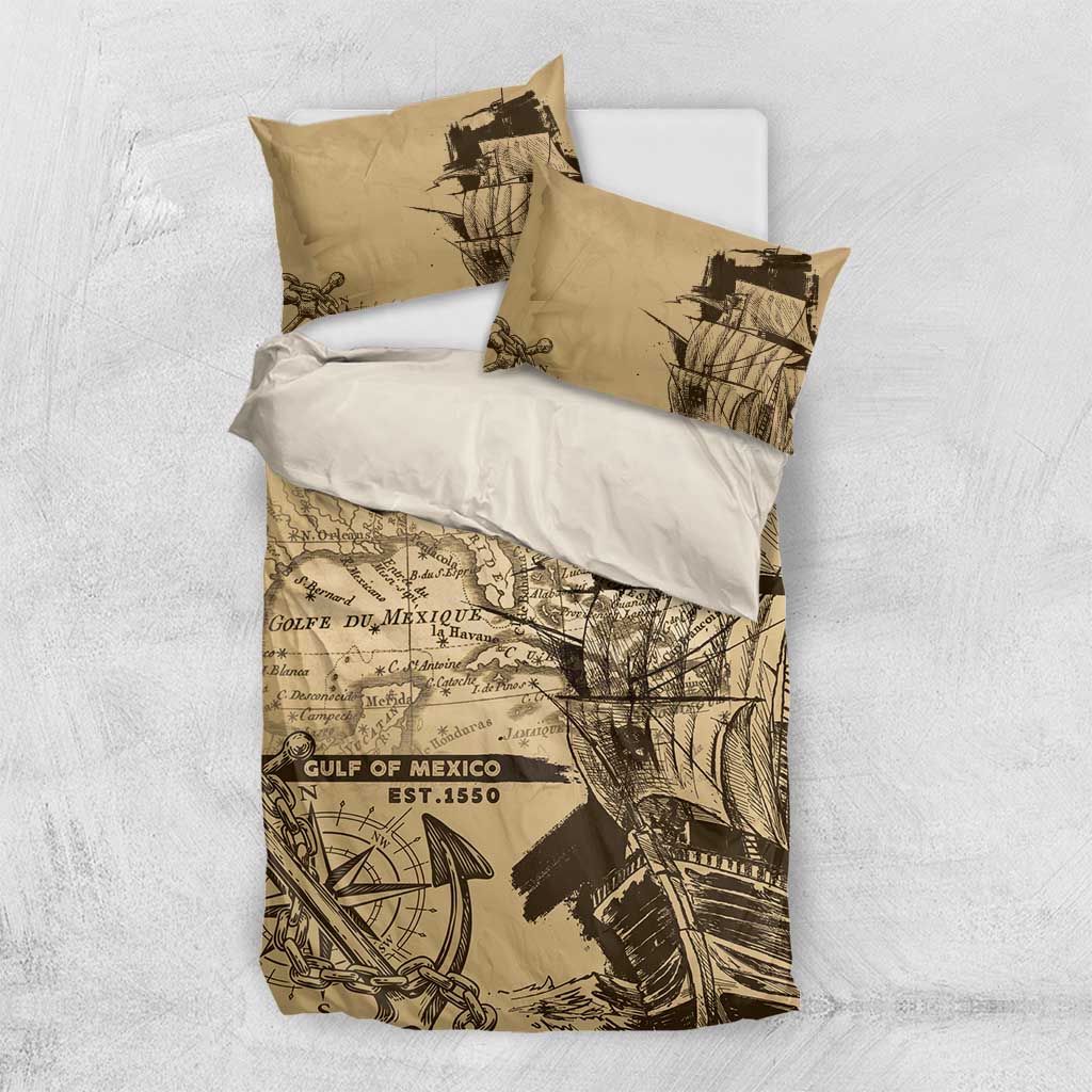 Gulf Of Mexico Vintage Map Est.1550 Bedding Set