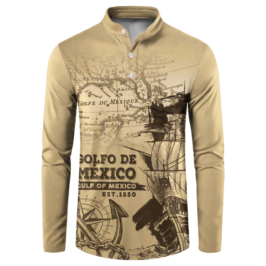 Gulf Of Mexico Vintage Map Est.1550 Button Sweatshirt