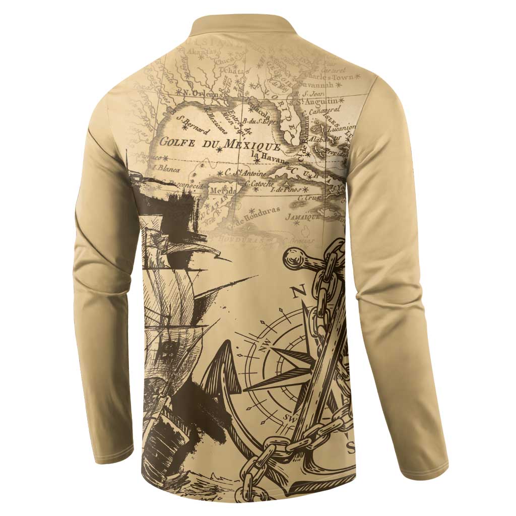 Gulf Of Mexico Vintage Map Est.1550 Button Sweatshirt