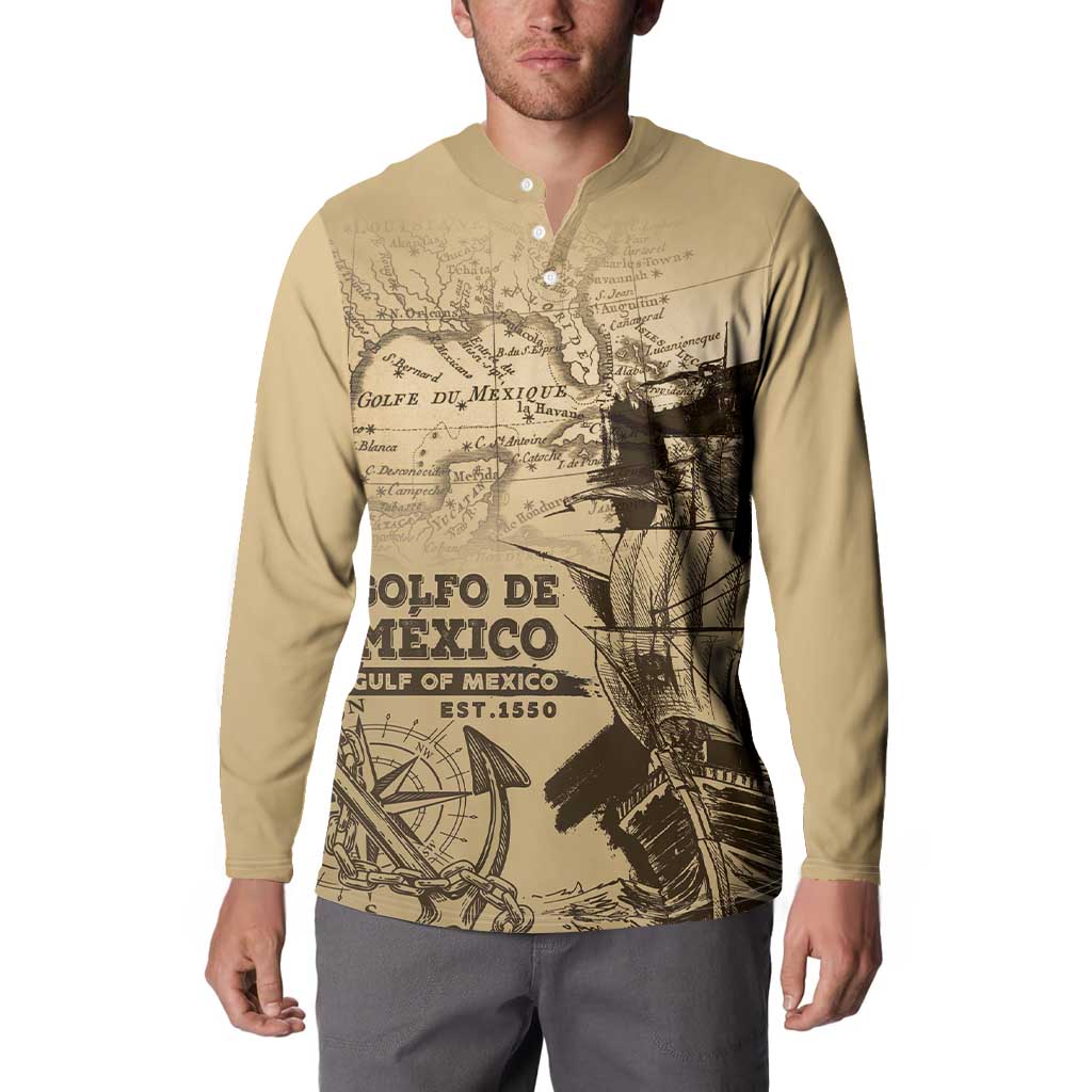 Gulf Of Mexico Vintage Map Est.1550 Button Sweatshirt
