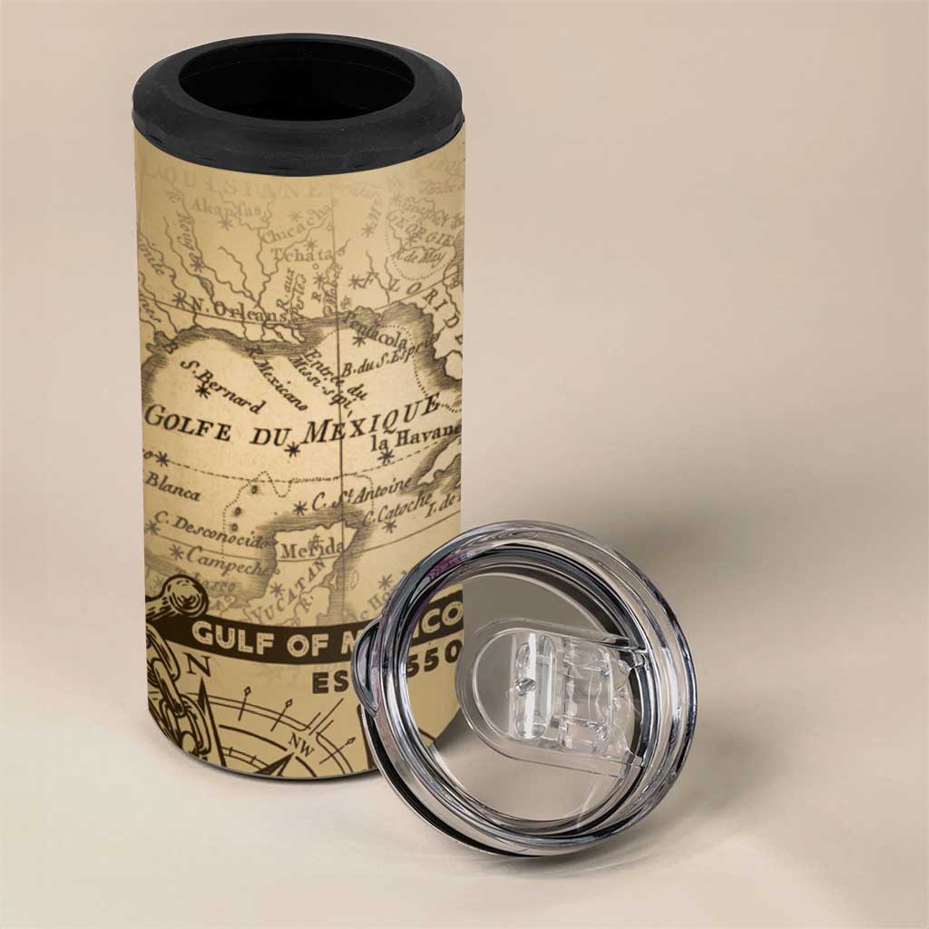 Gulf Of Mexico Vintage Map Est.1550 4 in 1 Can Cooler Tumbler