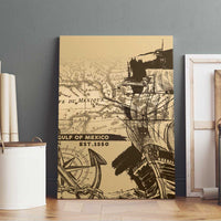 Gulf Of Mexico Vintage Map Est.1550 Canvas Wall Art
