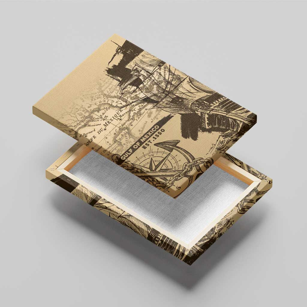 Gulf Of Mexico Vintage Map Est.1550 Canvas Wall Art