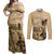 Gulf Of Mexico Vintage Map Est.1550 Couples Matching Off Shoulder Maxi Dress and Long Sleeve Button Shirt