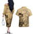 Gulf Of Mexico Vintage Map Est.1550 Couples Matching Off The Shoulder Long Sleeve Dress and Hawaiian Shirt