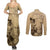 Gulf Of Mexico Vintage Map Est.1550 Couples Matching Summer Maxi Dress and Long Sleeve Button Shirt
