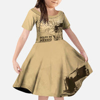 Gulf Of Mexico Vintage Map Est.1550 Family Matching Long Sleeve Bodycon Dress and Hawaiian Shirt