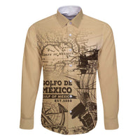 Gulf Of Mexico Vintage Map Est.1550 Family Matching Long Sleeve Bodycon Dress and Hawaiian Shirt
