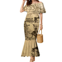 Gulf Of Mexico Vintage Map Est.1550 Family Matching Mermaid Dress and Hawaiian Shirt