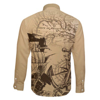 Gulf Of Mexico Vintage Map Est.1550 Family Matching Off The Shoulder Long Sleeve Dress and Hawaiian Shirt