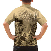 Gulf Of Mexico Vintage Map Est.1550 Family Matching Off Shoulder Short Dress and Hawaiian Shirt