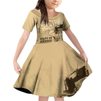 Gulf Of Mexico Vintage Map Est.1550 Family Matching Off Shoulder Short Dress and Hawaiian Shirt