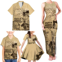 Gulf Of Mexico Vintage Map Est.1550 Family Matching Tank Maxi Dress and Hawaiian Shirt