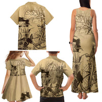Gulf Of Mexico Vintage Map Est.1550 Family Matching Tank Maxi Dress and Hawaiian Shirt