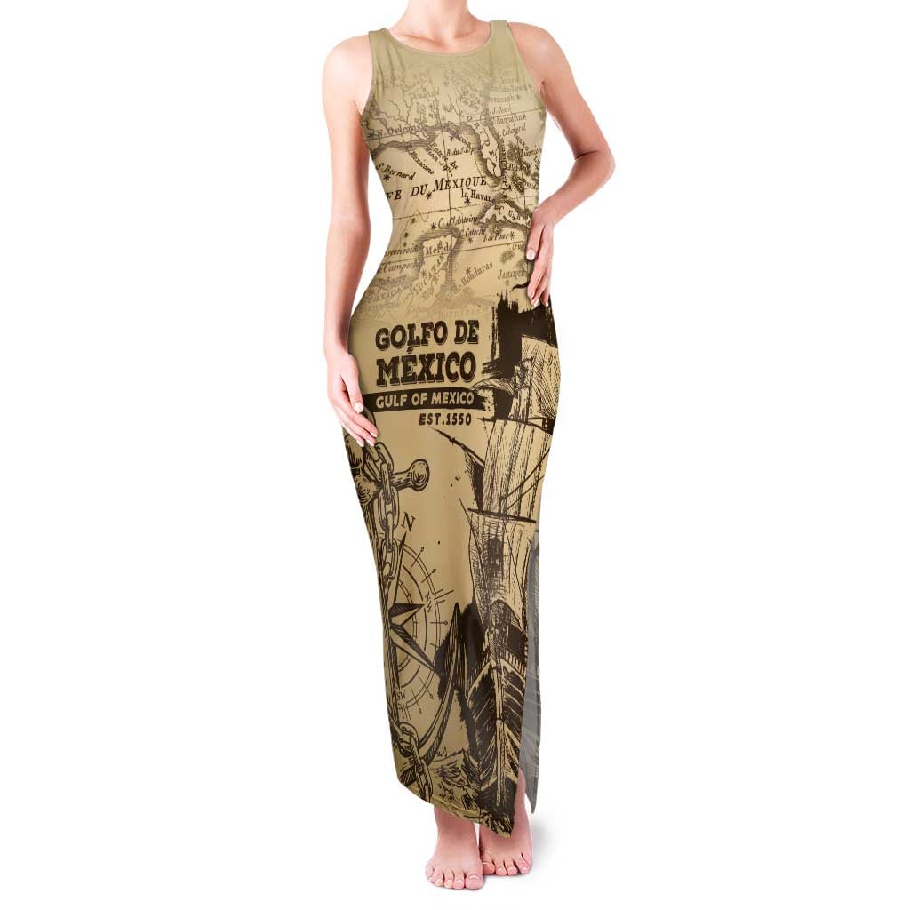 Gulf Of Mexico Vintage Map Est.1550 Family Matching Tank Maxi Dress and Hawaiian Shirt