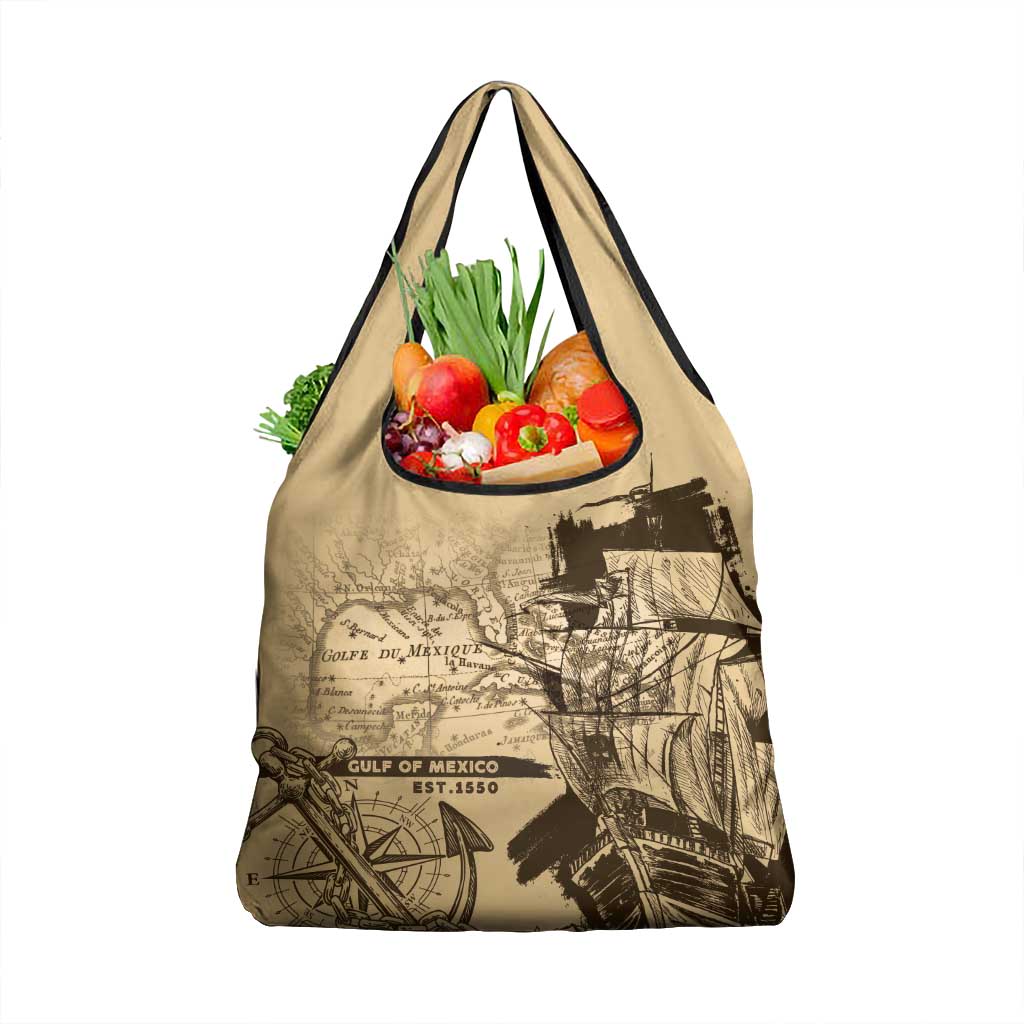 Gulf Of Mexico Vintage Map Est.1550 Grocery Bag