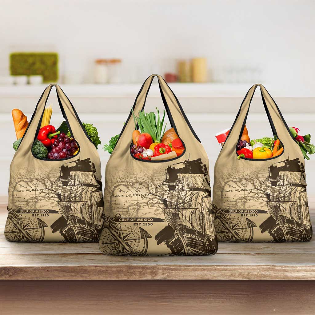 Gulf Of Mexico Vintage Map Est.1550 Grocery Bag