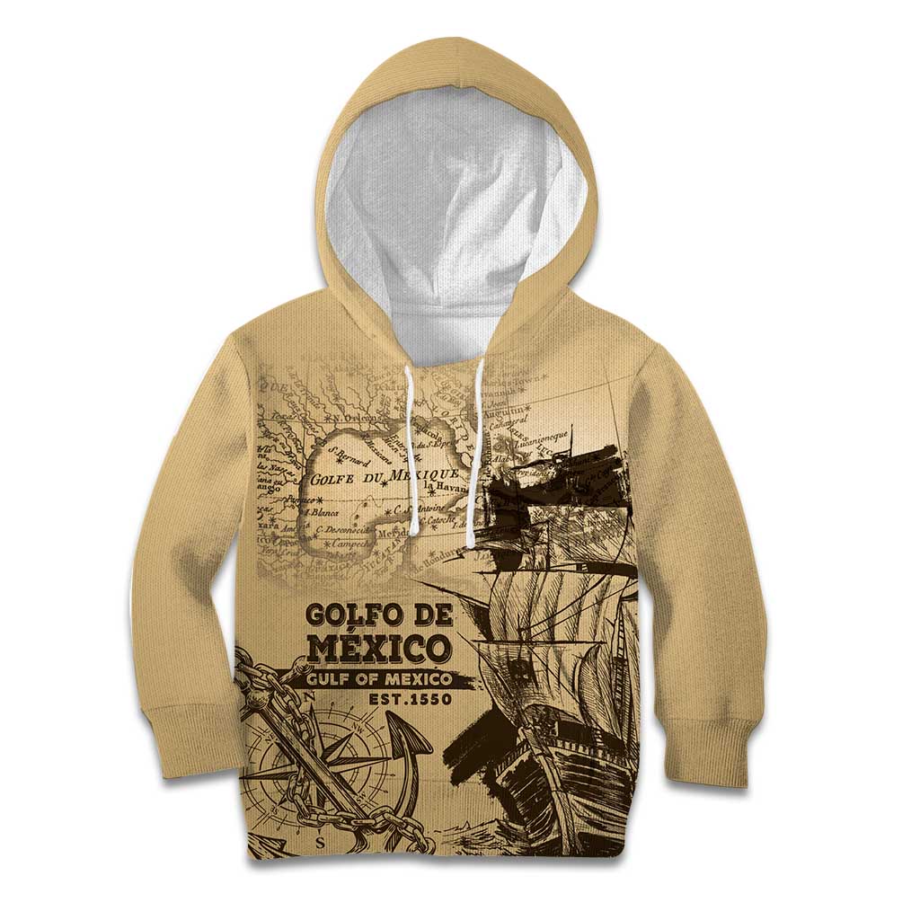 Gulf Of Mexico Vintage Map Est.1550 Kid Hoodie