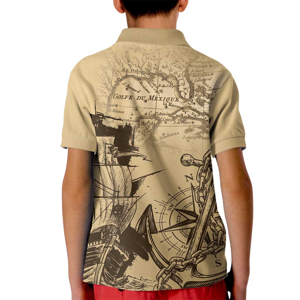 Gulf Of Mexico Vintage Map Est.1550 Kid Polo Shirt